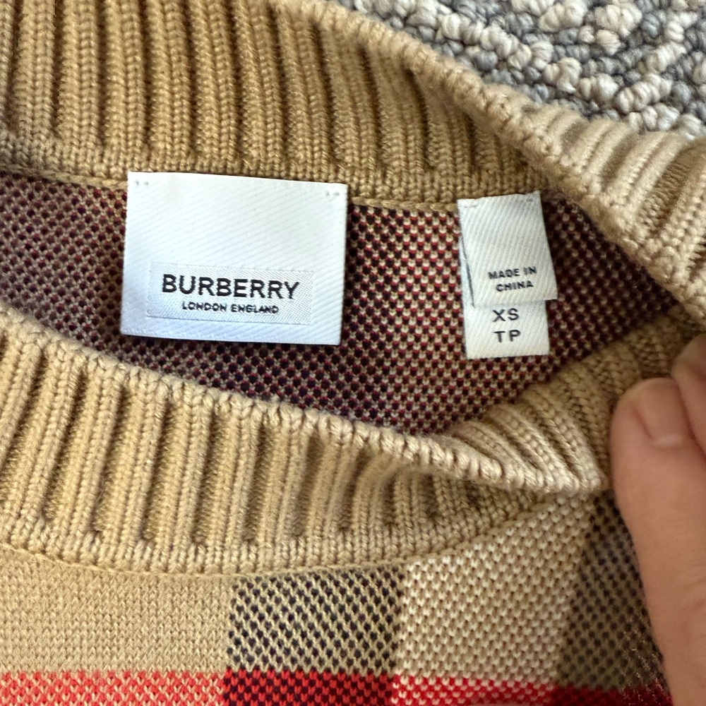 Burberry Tan Plaid Wool Sweater